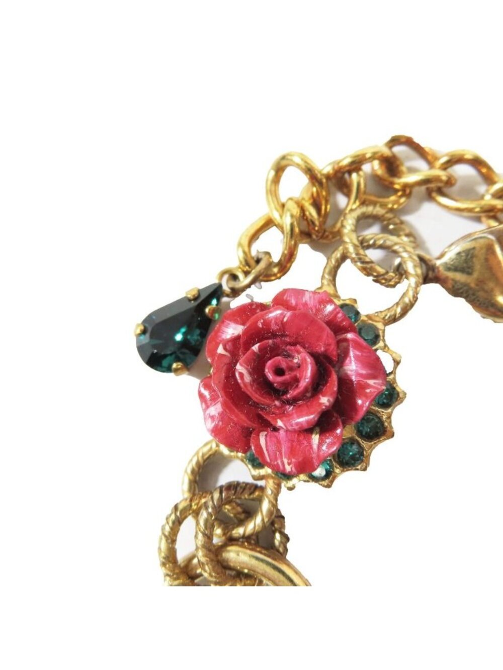 Dolce & Gabbana Bracelet Heart Rose DG Logo Chain Line Stone - Picture 5 of 7